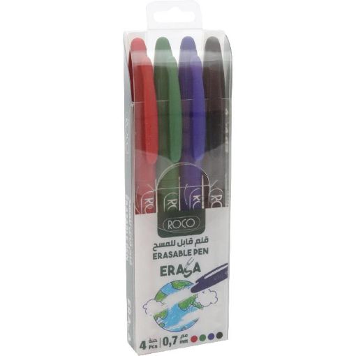صورة روكو قلم قابل للمحو، أزرق;وردي;أحمر;أخضر لون الحبر، 0‎.7‎ MM، رأس  حبر كروية، 4‎ قطع