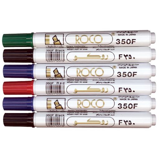Picture of روكو اف ‎350 قلم ماركر ثابت، 5 مم ‎-‎ 1.5 رأس  مشطوف، أسود،أزرق،أخضر،أحمر