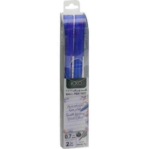 صورة روكو 1425 قلم حبر جاف، أزرق لون الحبر، 0‎.7‎ MM، رأس  حبر كروية، 2‎ Pens