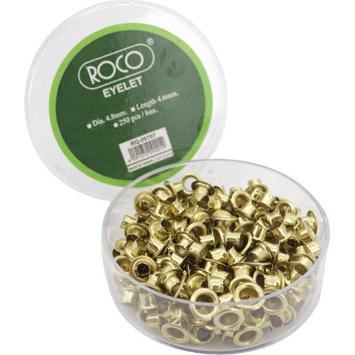 Picture of روكو حلقات معدنية نحاس، ثقب واحد، حتى 15 ورقات من 80 جرام، 19 ورقة من 70 جرام، ذهبي