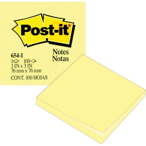 صورة ثري ام 654‎‎ ات‎‎-‎‎بوست ورق لاصق للملاحظات، مربع، بوصة ‎3‎ × 3، 100‎ ورقة، أصفر