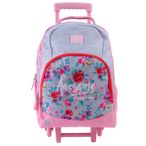 Picture of شنطة ترولي بوز رمادي وزهري+ مقلمية