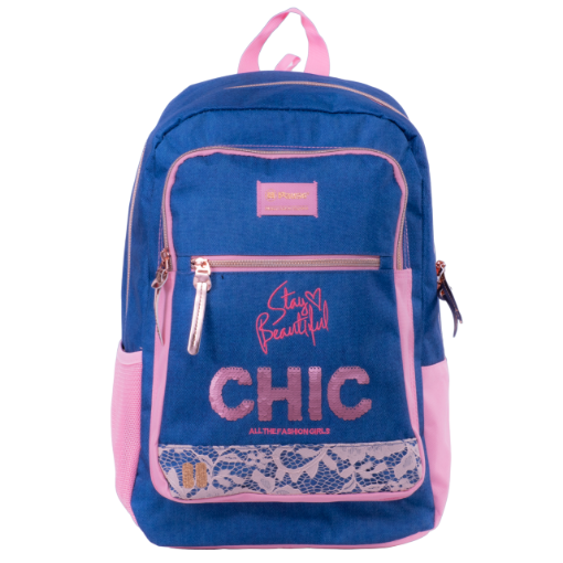 Picture of شنطة ظهربوز أزرق وزهري مع حماية+مقلمية