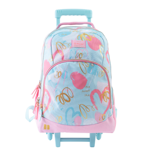 Picture of شنطة ترولي بوز سماوي بقلوب+ مقلمية